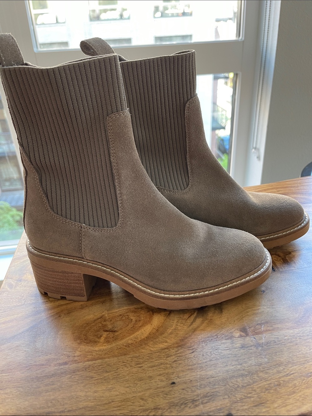 Steve Madden Taupe Suede Chelsea Ankle Boots